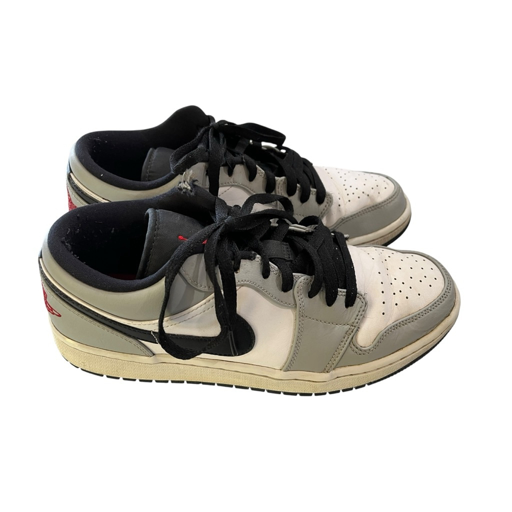 Nike Air Jordan 1 Low Sneakers Shoes Men's Size 9.5 Gray White 553558-030 Casual